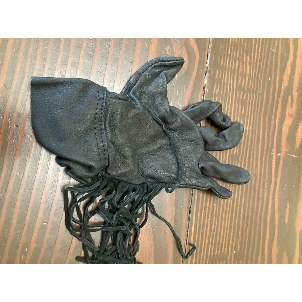 Geier Glove Co Black Gloves Size XS - Made in USA - Fringes - Leather